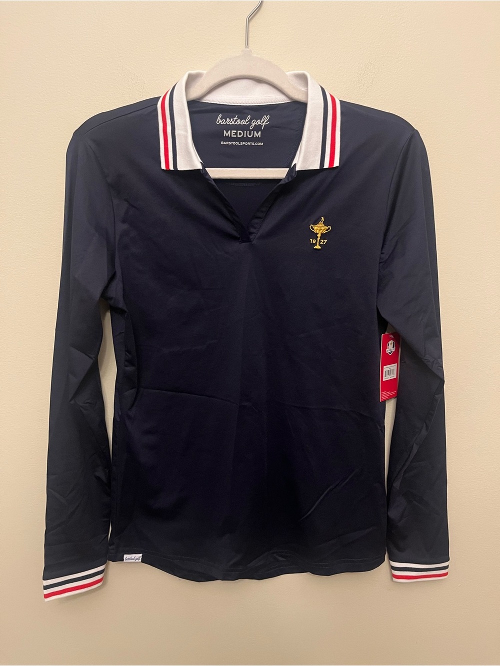 NWT Barstool Golf Ryder Cup Long Sleeve Collared Tee Women's Size Medium Navy
